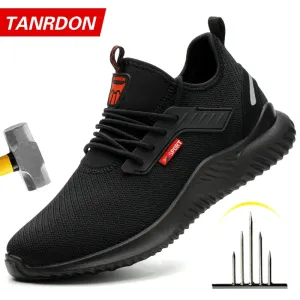 Best Work Boots Slip On Safety Shoes Men With Steel Toe Cap Anti-smash Men Work Shoes Sneakers Light Puncture-Proof Indestructible Shoes Dropshipping