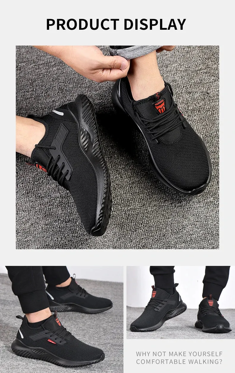 Non Steel Toe Slip On Work Boots Safety Shoes Men With Steel Toe Cap Anti-smash Men Work Shoes Sneakers Light Puncture-Proof Indestructible Shoes Dropshipping