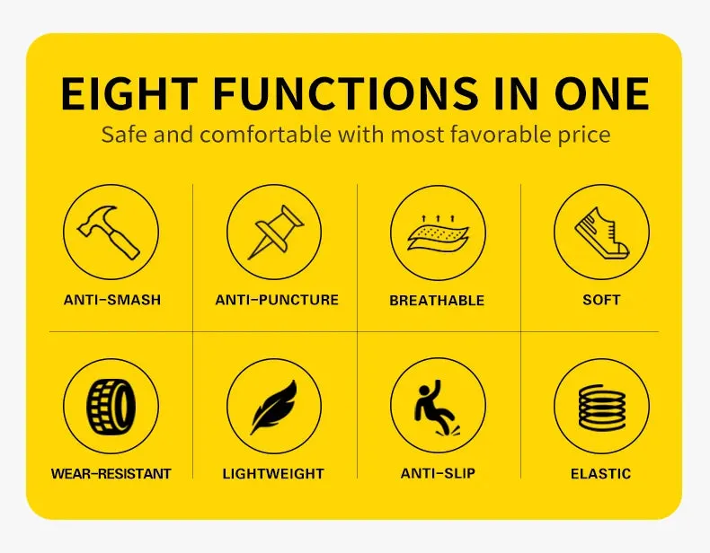 Insulated Pull On Work Boots Safety Shoes Men With Steel Toe Cap Anti-smash Men Work Shoes Sneakers Light Puncture-Proof Indestructible Shoes Dropshipping