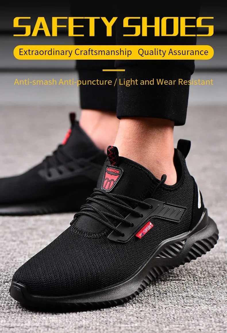 Safety Shoes Men With Steel Toe Cap Anti-smash Men Work Shoes Sneakers Light Puncture-Proof Indestructible Shoes Dropshipping Best Pull On Work Boots Made In Usa
