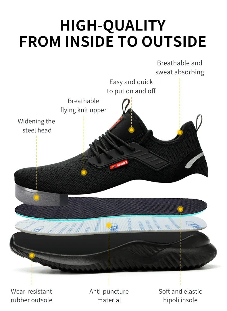 Safety Shoes Men With Steel Toe Cap Anti-smash Men Work Shoes Sneakers Light Puncture-Proof Indestructible Shoes Dropshipping Best Water Resistant Work Boots