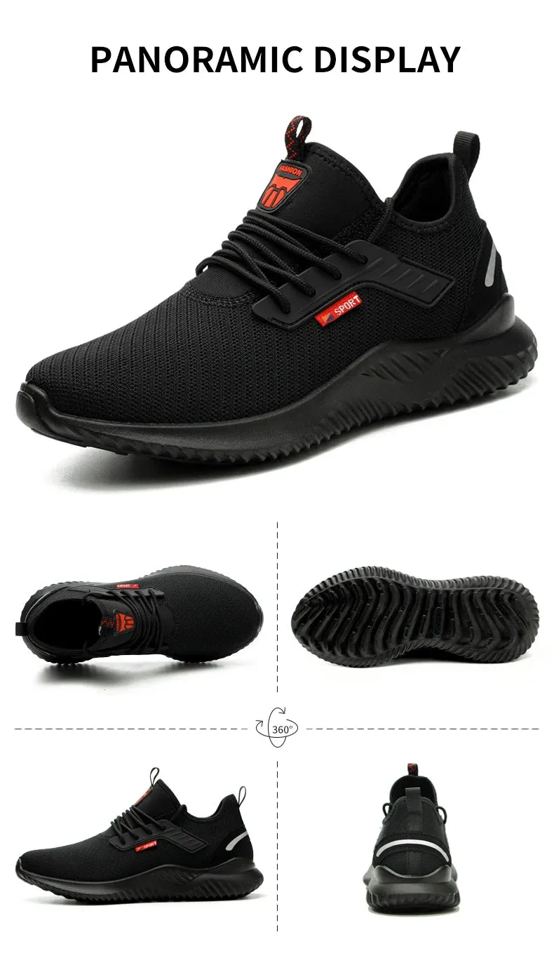 Safety Shoes Men With Steel Toe Cap Anti-smash Men Work Shoes Sneakers Light Puncture-Proof Indestructible Shoes Dropshipping Insulated Slip On Work Boots