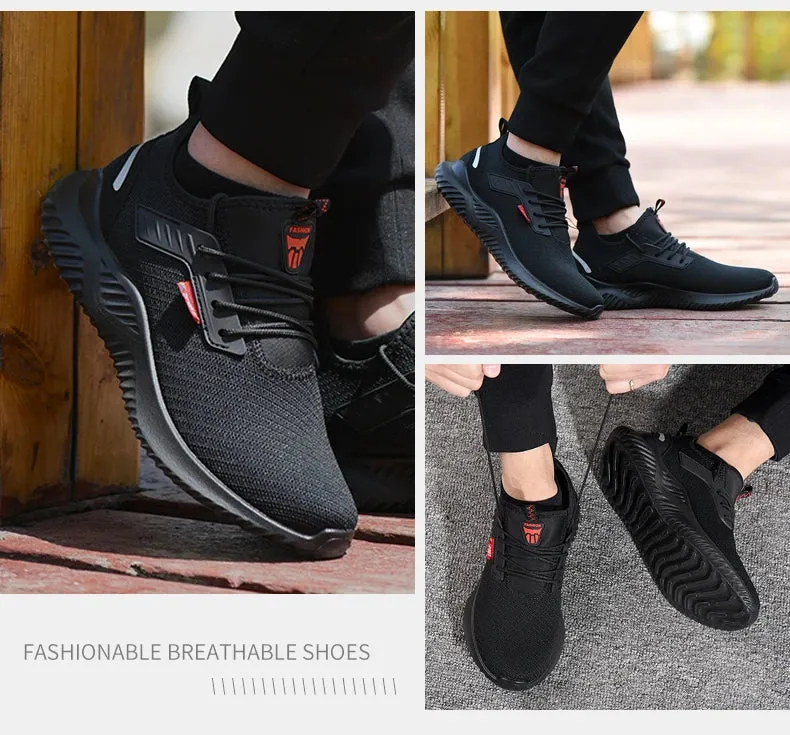 Safety Shoes Men With Steel Toe Cap Anti-smash Men Work Shoes Sneakers Light Puncture-Proof Indestructible Shoes Dropshipping Boots For Hiking And Work