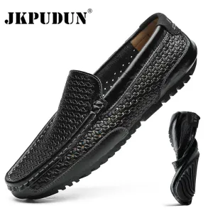Lando Loafers Summer Men Shoes Casual Luxury Genuine Leather Mens Loafers Moccasins Italian Breathable Slip On Boa