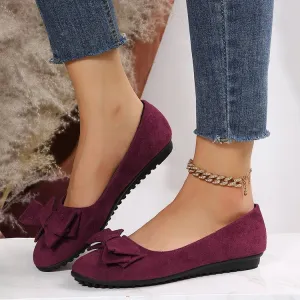 Fashion Bowknot Flats Shoes Casual Round Toe Loafers Cozy Shoes For Women Penny Loafers In Spazzolato Leather