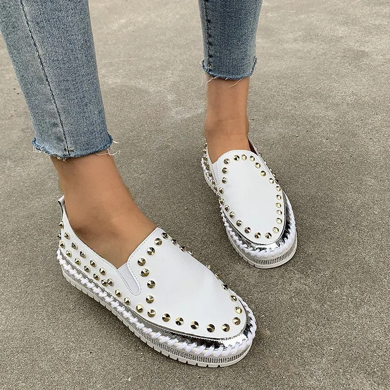 Shoes To Prevent Flat Feet Fashion Rivet Shoes Flat Sneakers Women