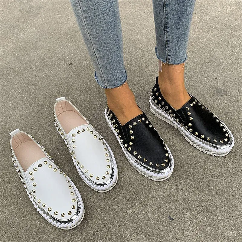 Flat Open Toe Shoes Fashion Rivet Shoes Flat Sneakers Women