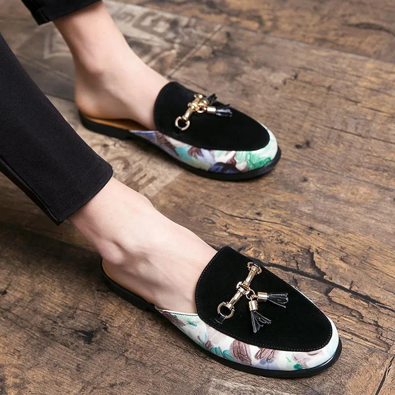 Suede Dress Loafers MEN'S Luxury Tassel Backless Loafers