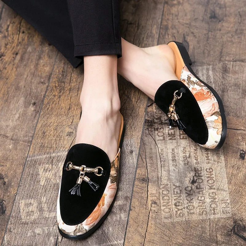 MEN'S Luxury Tassel Backless Loafers Loafers Beige