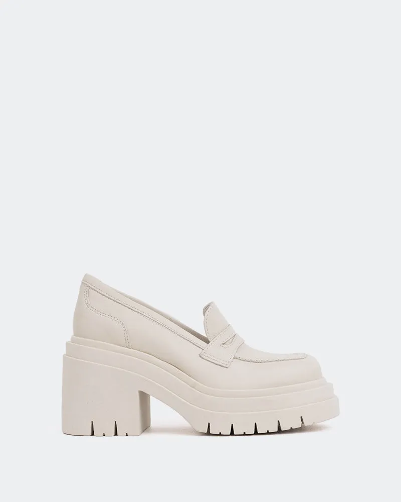 Chip Off White Leather Gator Skin Loafers