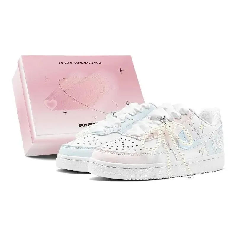 CustomizeNike Court Vision 1 Skateboarding Shoes Women's Low-top Blue Sneakers shoes CD5434-100 Asics Wrestling Shoes Canada