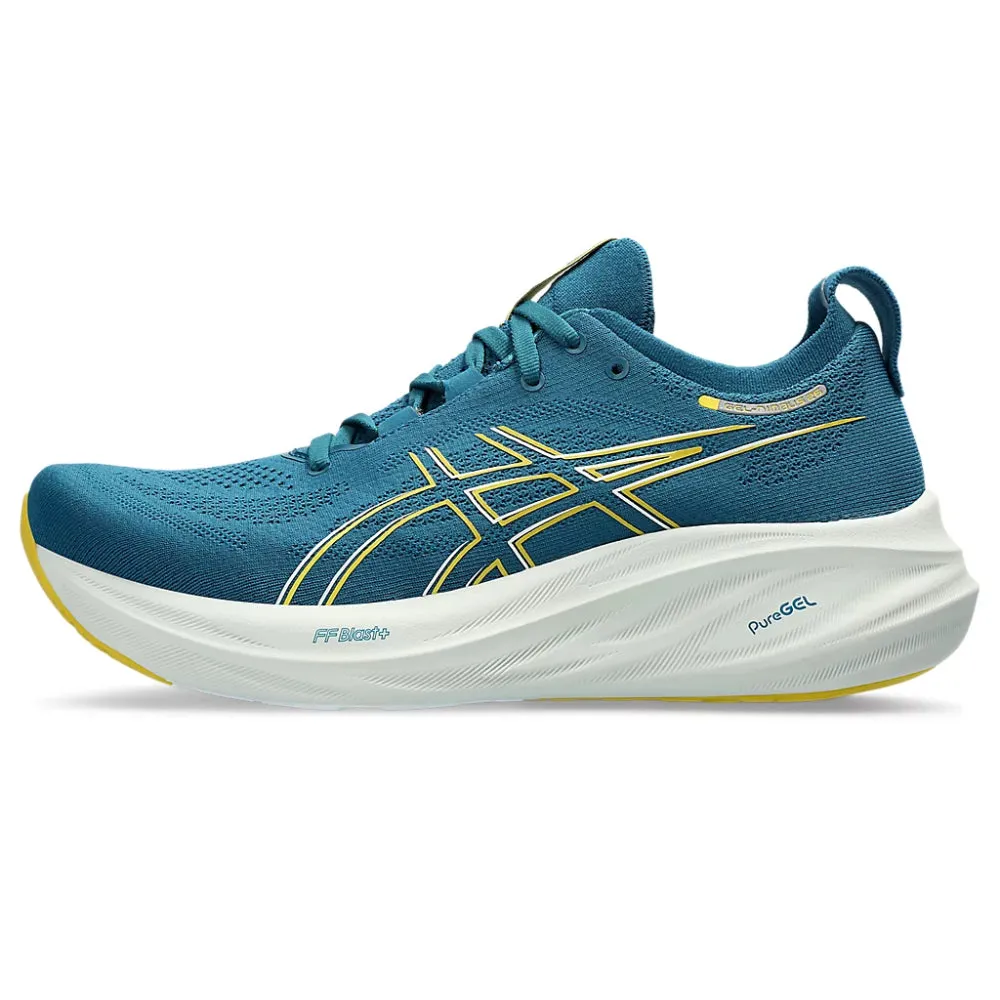 Asics Tennis Shoes Clearance ASICS Men's Gel-Nimbus 26 Running Shoe (Evening Teal/Light Mustard)