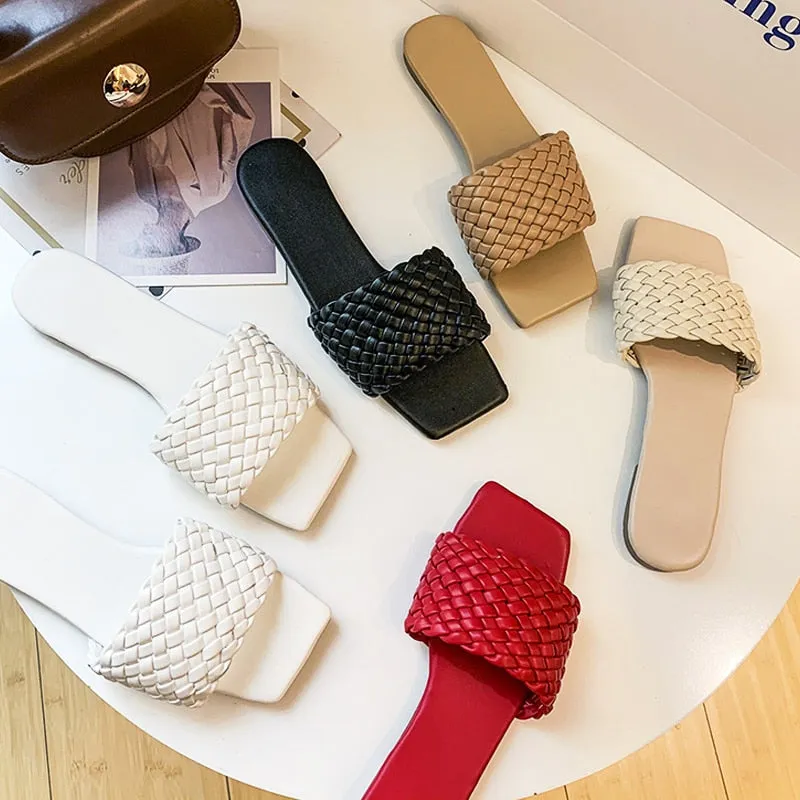 Women Temperament Slippers Braided Design Charm Open-toe Set Foot 2021 Vacation Beach Flat Sandals Casual Flip Flops Women Shoes Flip Flops That Massage Your