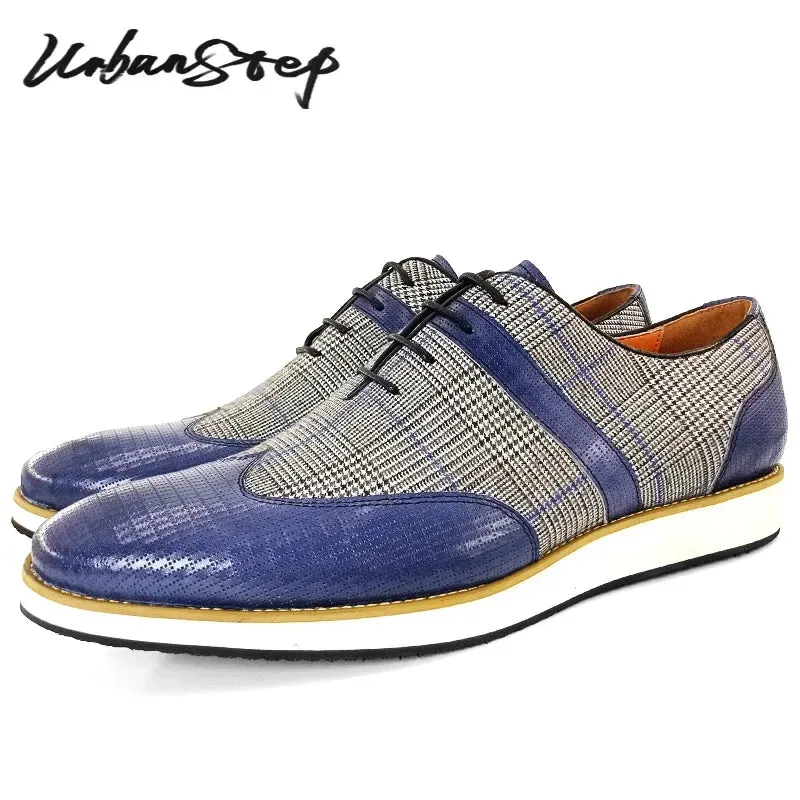 Elegant Mens Dress Casual Shoes Flat Comfortable Wingtip Pointed Toe Man Oxford Shoes Office Business Leather Shoes Men Flat 1940s Shoes