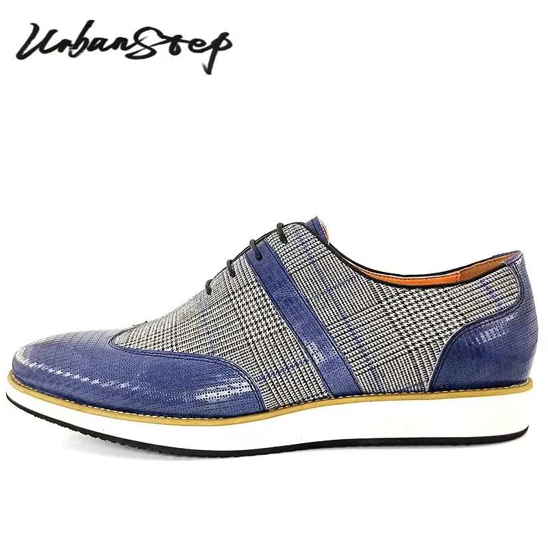 Elegant Mens Dress Casual Shoes Flat Comfortable Wingtip Pointed Toe Man Oxford Shoes Office Business Leather Shoes Men Square Flat Shoes