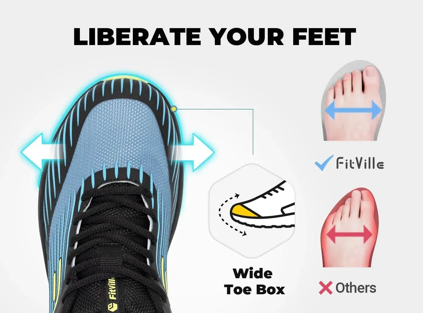 FitVille Men's AllTraction Trail Running Shoes V2 Best Daily Running Shoes For Flat Feet