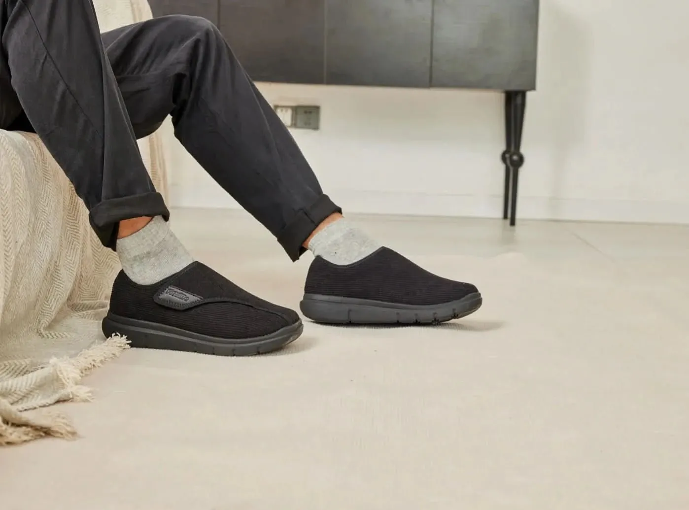 Childrens Slides Shoes FitVille Men's EasyTop Comfort Slipper V1