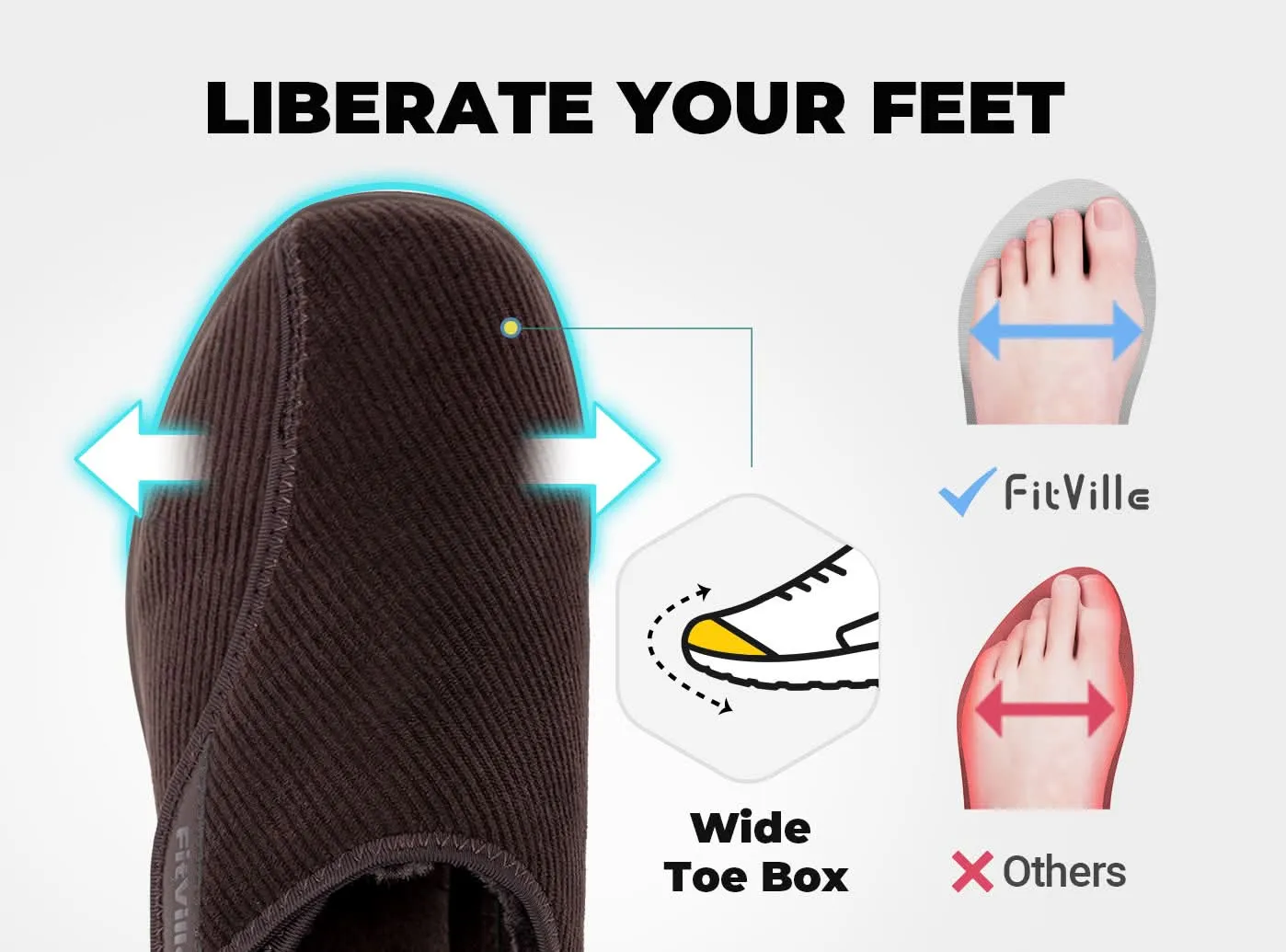 FitVille Men's EasyTop Comfort Slipper V1 One Size Fits All Slippers