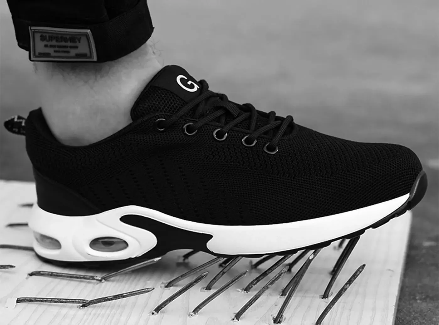 FitVille Men's Lightweight Air Cushioned Steel Toe Safety Shoes Work Boots Made In China