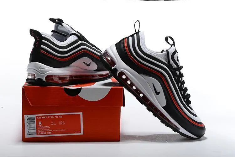 Nike Air Max 97 White Black Red Shoes !!! CYBER MONDAY SALE !!! Cool Asics Shoes