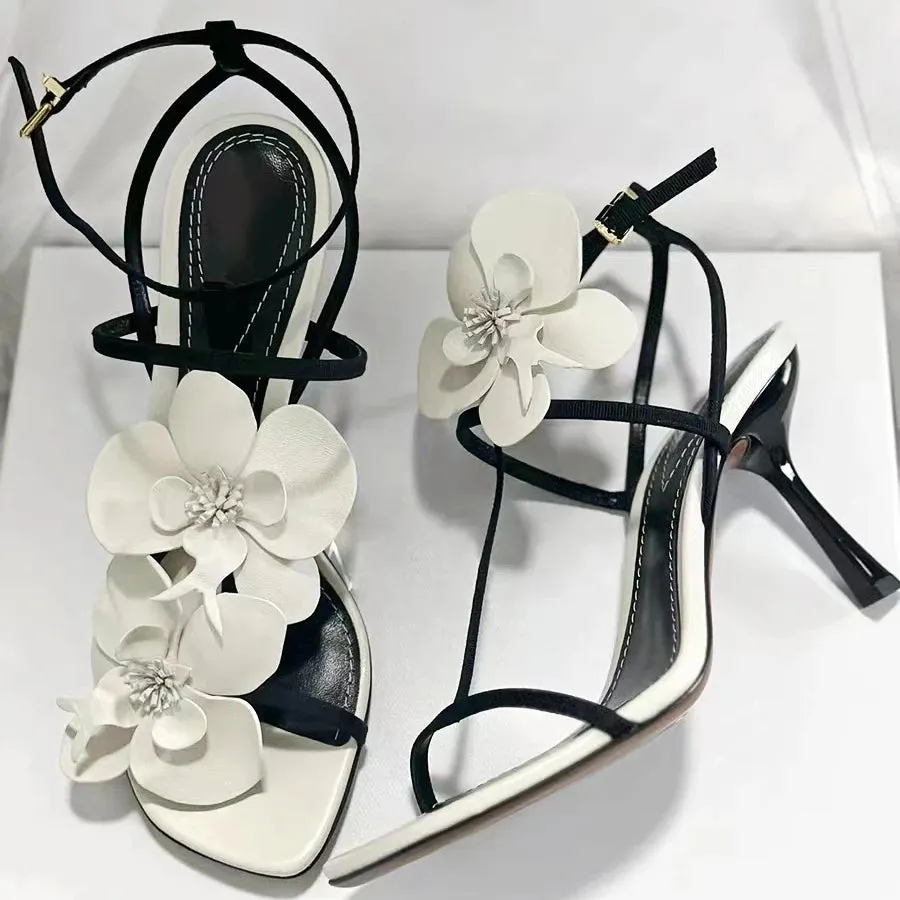Clarks Sandals Clearance Flower Luxury Designer High Heels Women Fashion Sandals Female Slingback Sandals Women Brand Party Dress Shoes Pumps