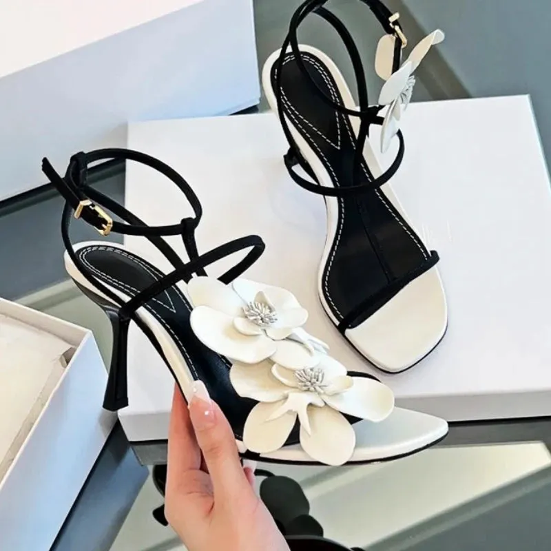 Flower Luxury Designer High Heels Women Fashion Sandals Female Slingback Sandals Women Brand Party Dress Shoes Pumps Comfortable Stylish Sandals