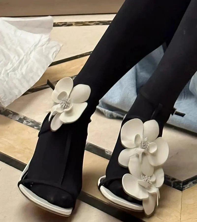 Gbg Sandals Flower Luxury Designer High Heels Women Fashion Sandals Female Slingback Sandals Women Brand Party Dress Shoes Pumps