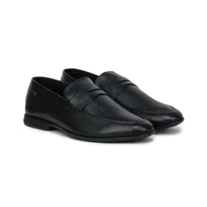 Formal Black Penny Loafers 1736 | Leather Slip-On Shoes Loafers With Silver Buckle