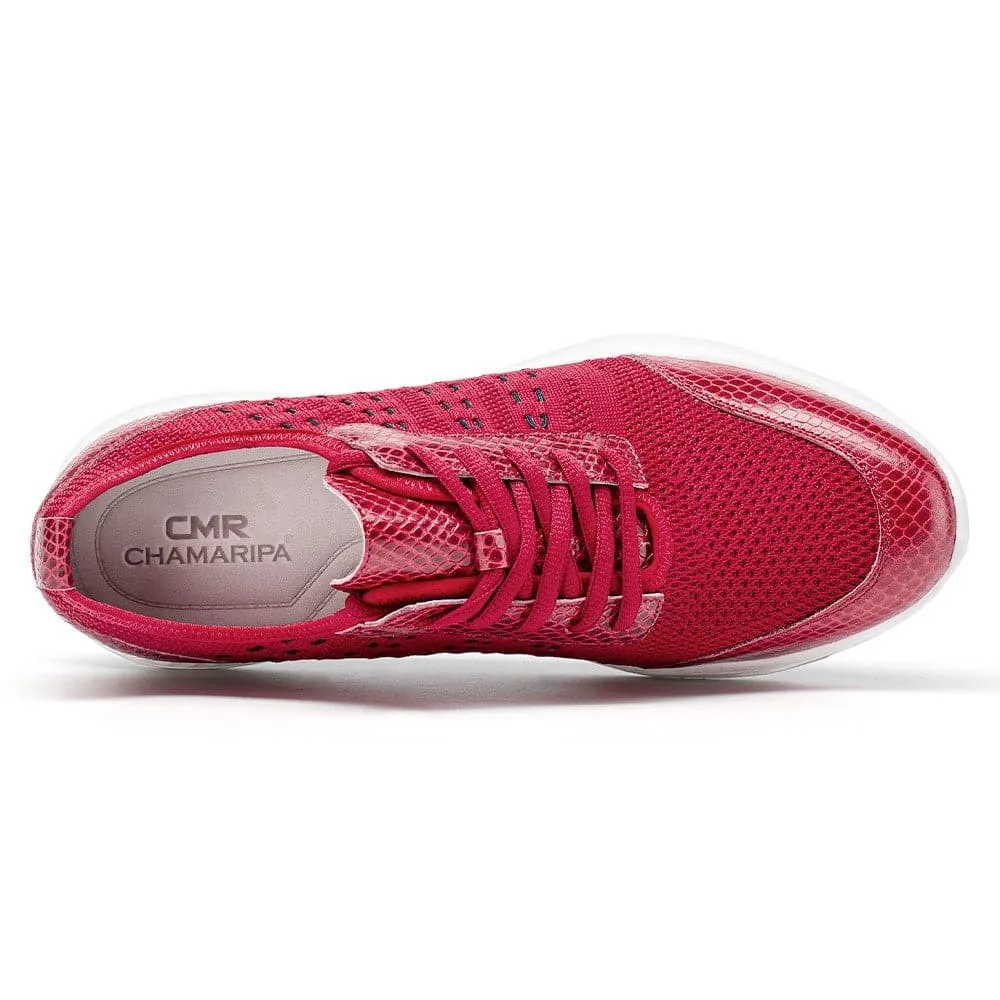 Shoes And Sneakers 5 CM/1.95 Inches CMR CHAMARIPA Taller Shoes - Red Knit Sneakers for Men - Elevate Your Height