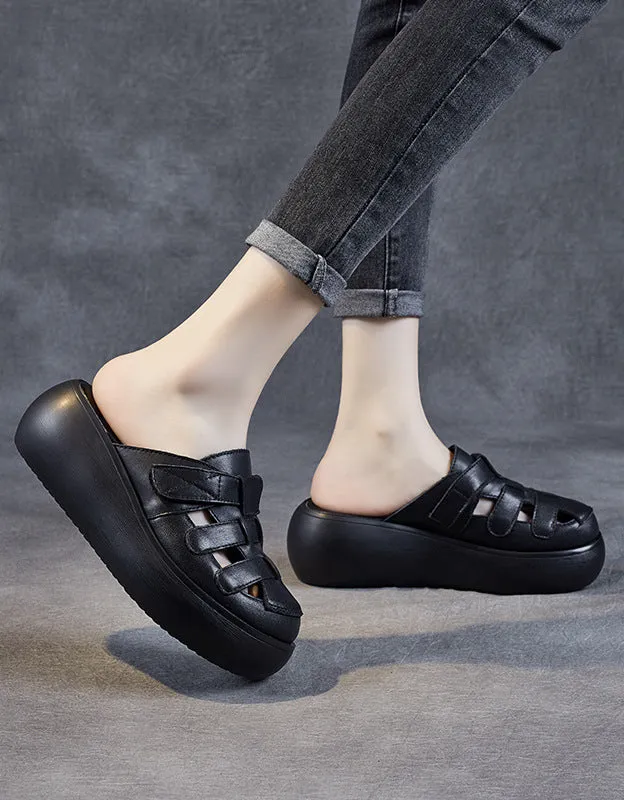 Front Woven Retro Wedge Slippers Cowgirl Boots Slippers