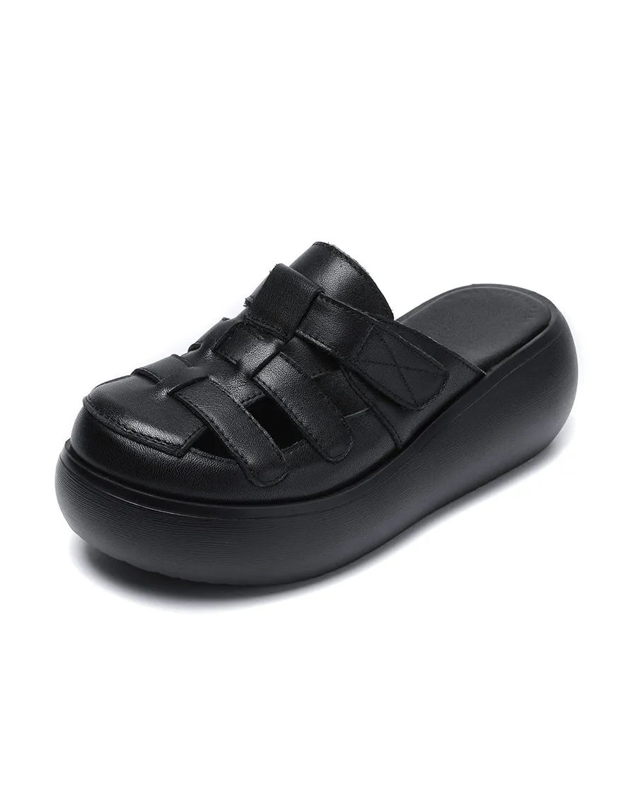 Front Woven Retro Wedge Slippers Patterns For Knitted Slippers