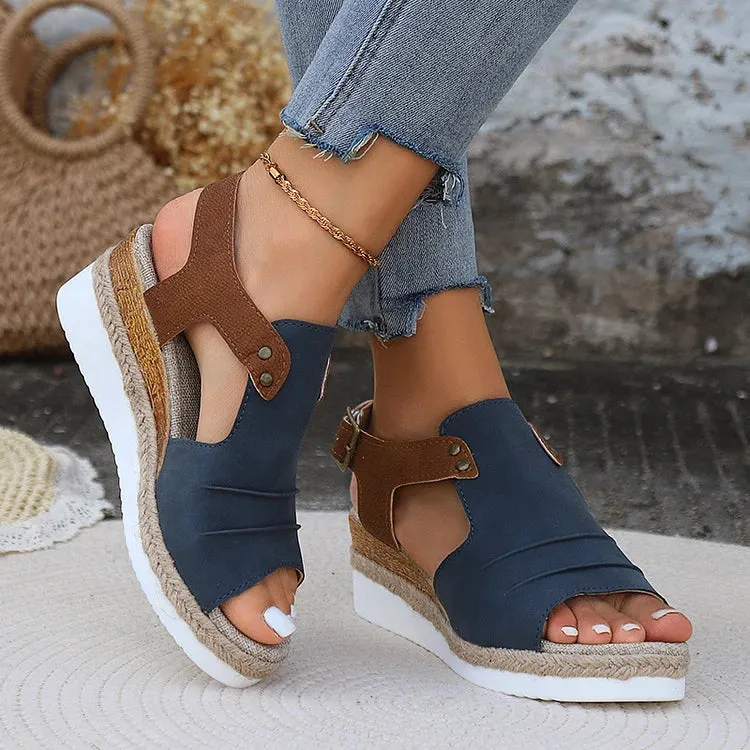 Air Herc Sandals  Women's Comfy Ankle Buckle Strap Platform Leather Orthopedic Sandals