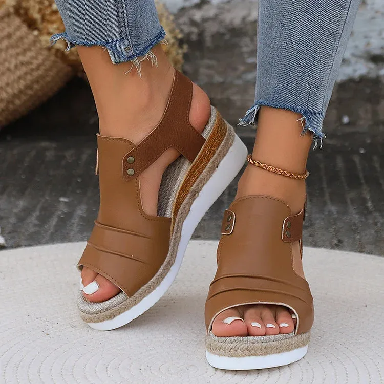  Women's Comfy Ankle Buckle Strap Platform Leather Orthopedic Sandals Sydney Sandals