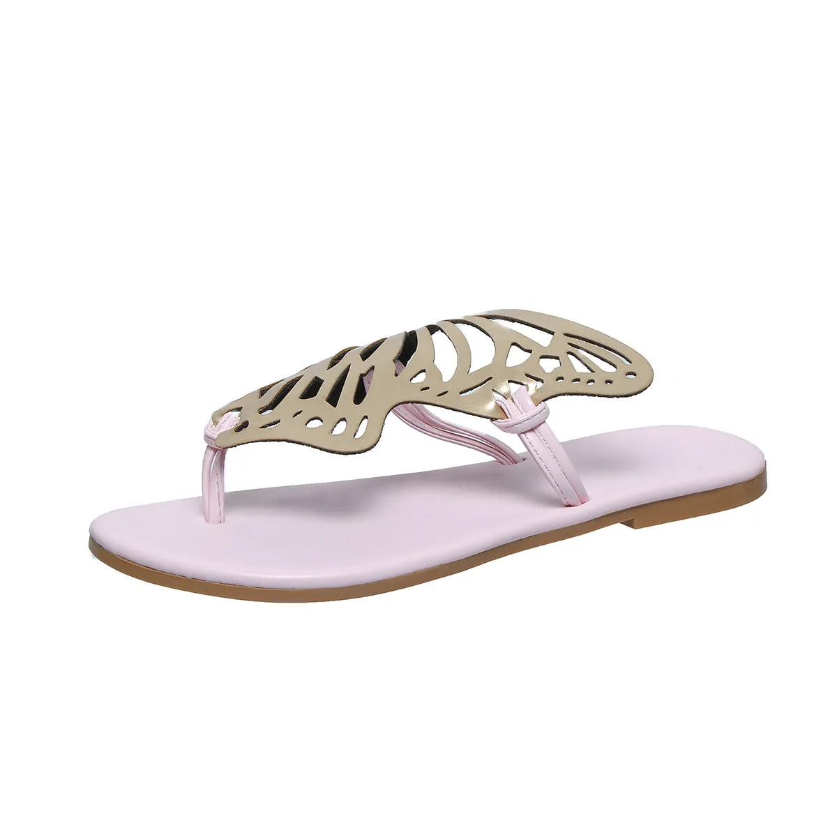 Fashion Hollow Butterfly Flip-Flops Summer Sandals For Women Casual Beach Shoes New Low Heel Flat Slides Slippers Flip Flops With Acupressure Points