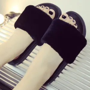 Sweaty Feet Sandals Fur Sandals Slippers Women Flat Slip On Fur Slides Mules Shoes Gladiator Sandals