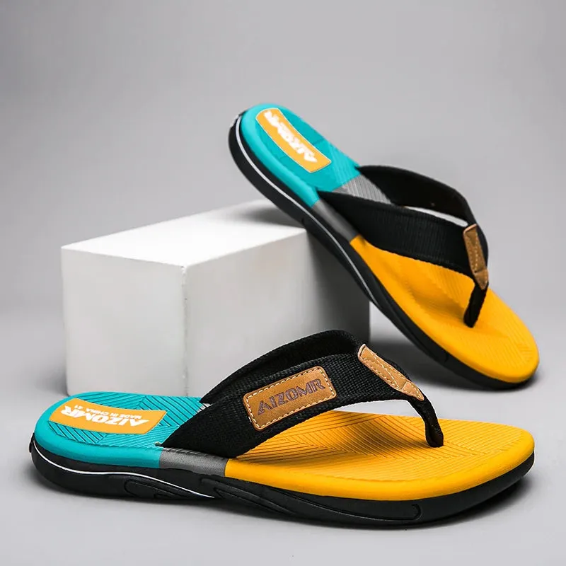 New Summer Sandals Shoes  Men Flip Flops High Quality Beach Sandals Non-slip Casual Shoes Man Slippers Sandalias Block Heel Thong Sandals