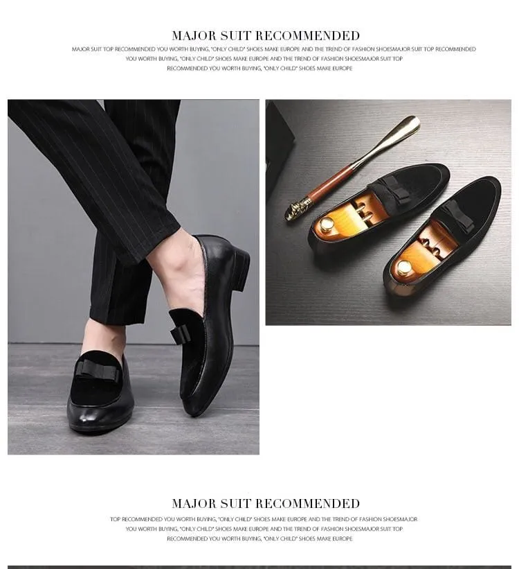 Loafers White Gentlemen Bowknot Wedding Leather Dress Shoes