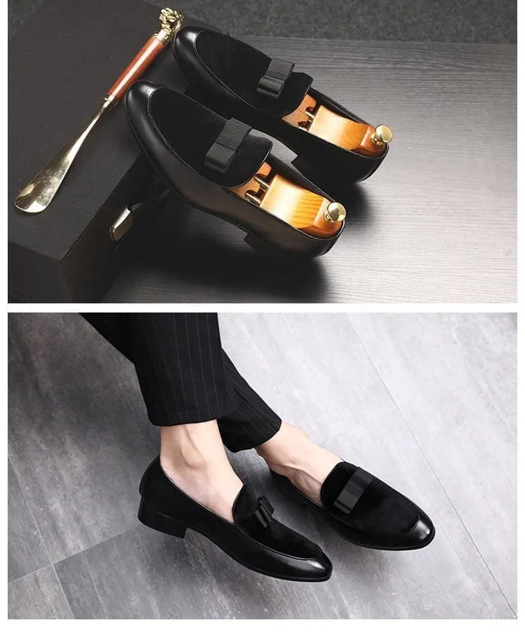 Gentlemen Bowknot Wedding Leather Dress Shoes Hunter Rubber Loafers