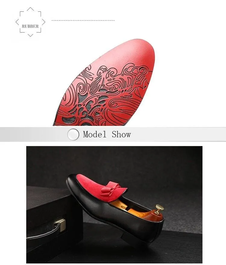 Gentlemen Bowknot Wedding Leather Dress Shoes Canvas Slip On Loafers