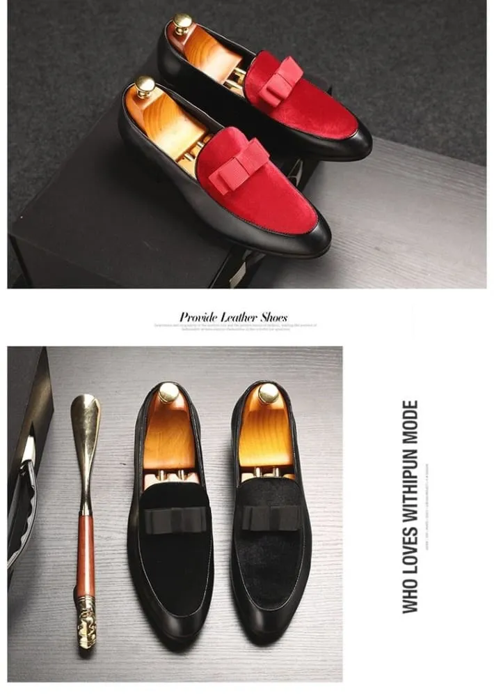 Gentlemen Bowknot Wedding Leather Dress Shoes Break In Loafers