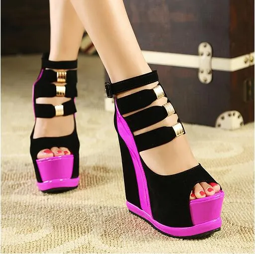 Glamorous High Heel Women's Wedges Lace Up Platform Sandals
