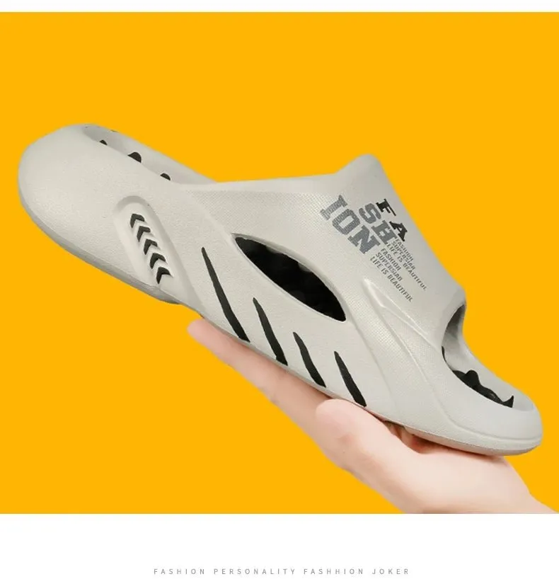 Summer massage slippers, casual soft sole beach flip flops North Face Slippers Pink