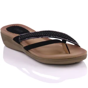 Womens Mayal Jeweled Wedge Slippers Dream Toe Slippers