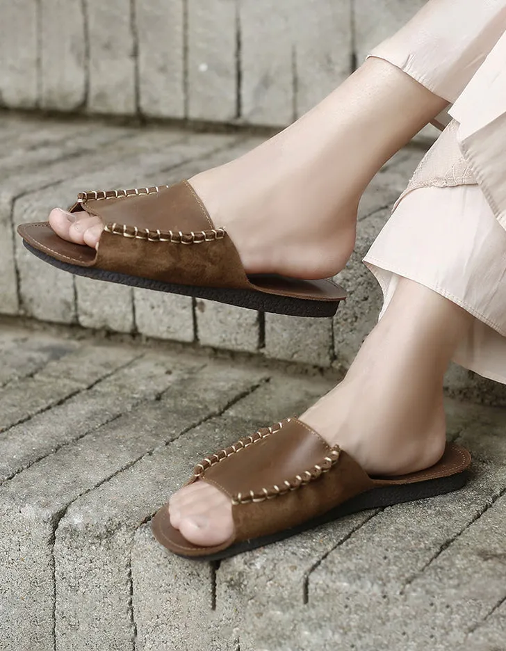 Peppa Pig Slippers Hand-stitching Front Summer Leather Slipper