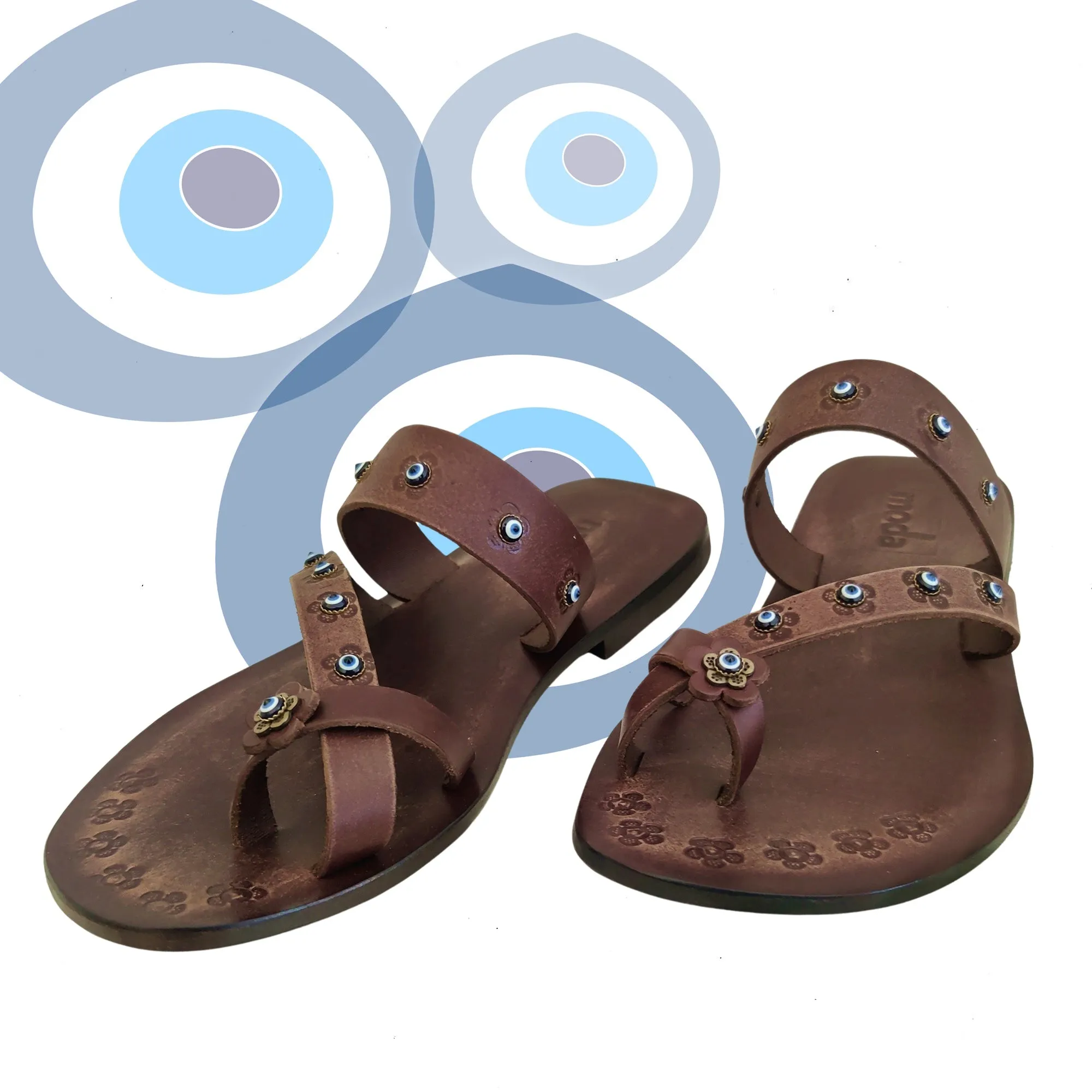 Handcrafted Flip Flop Vegetal Brown Leather Women Sandals-Life Style Shoes-Gift Espadrilles Fashion Footwear with evil eyes-Strappy Sandal Make A Shift Register Using D Flip Flops Verilog