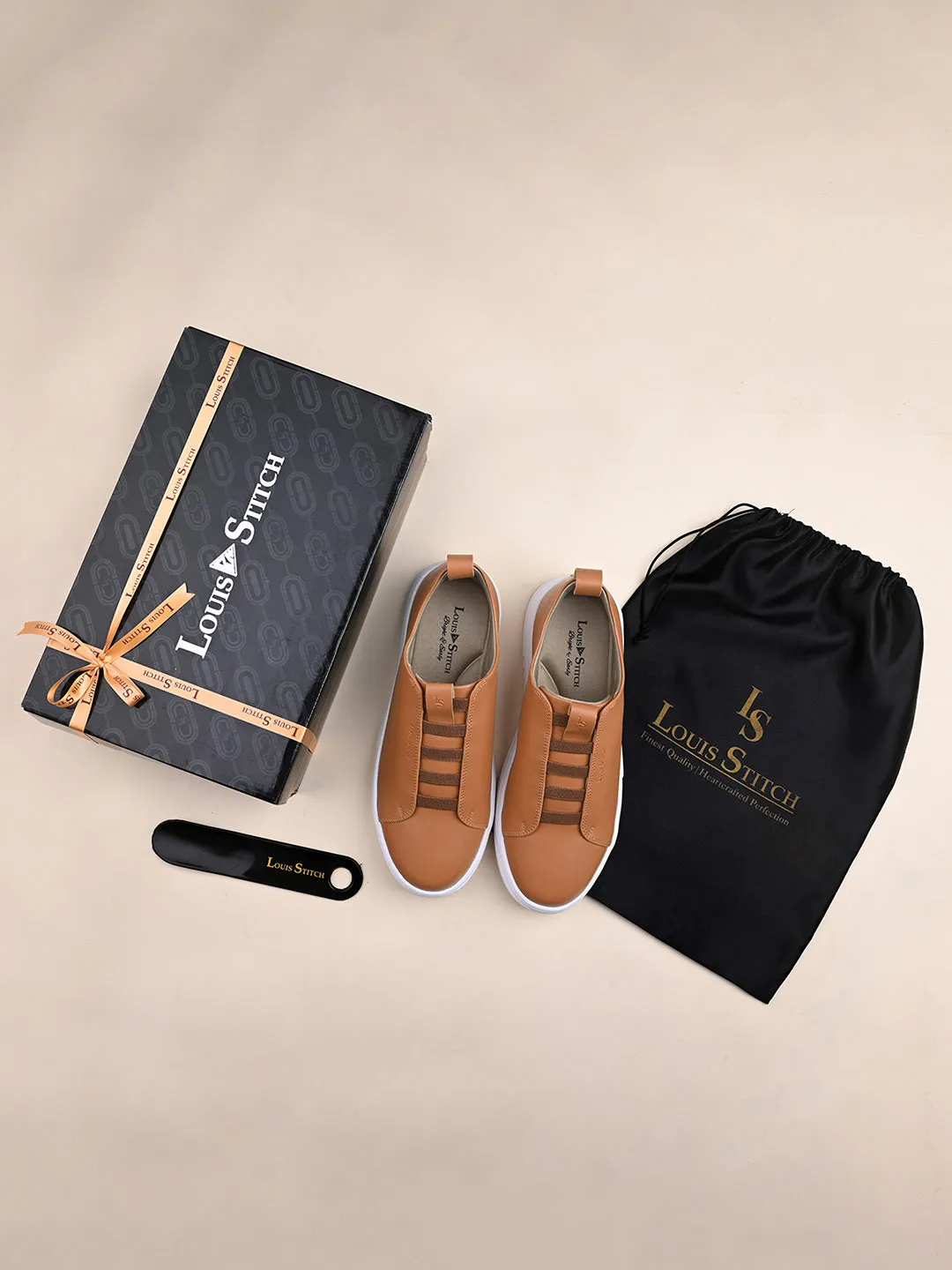 Design Sneakers Tan Casual Slip-On Sneakers for Men