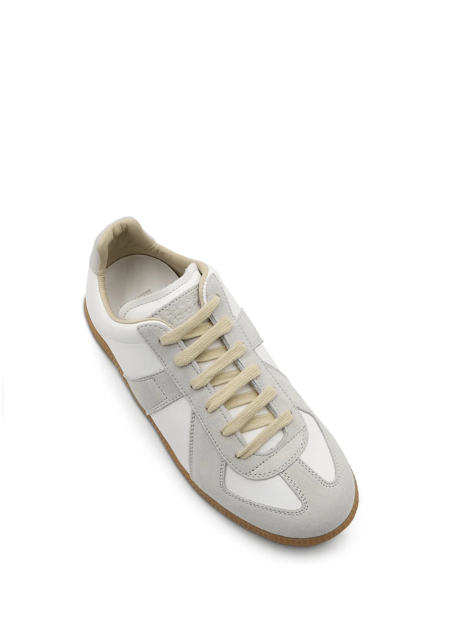 Replica Leather Sneakers in White Old Soles Sneakers