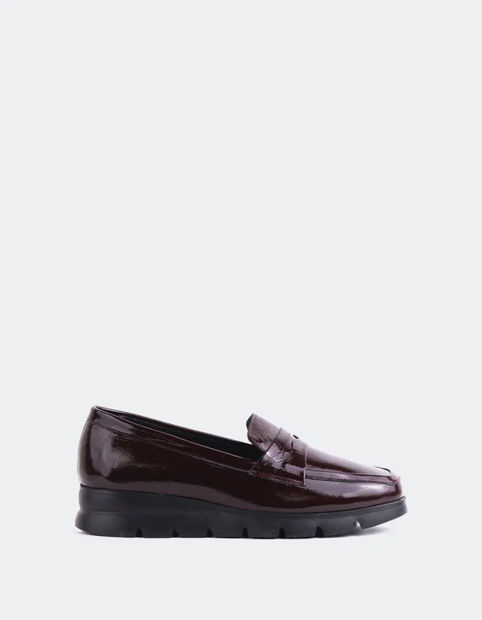 Harmani Burgundy Patent Penny Loafers No Socks
