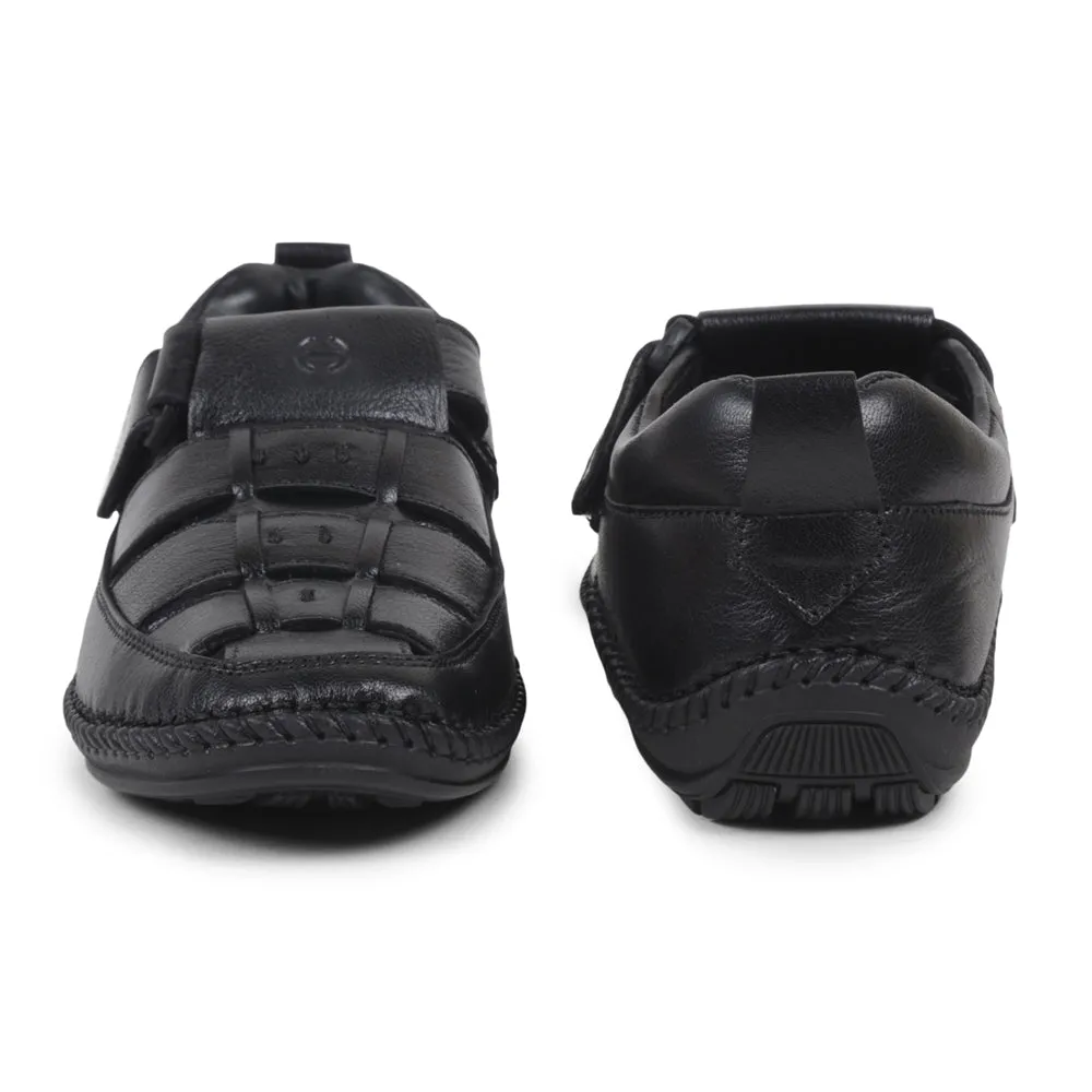 Healers Casual Black Sandal For Men VCL-39 By Liberty Orthopedic Slippers With Arch Support
