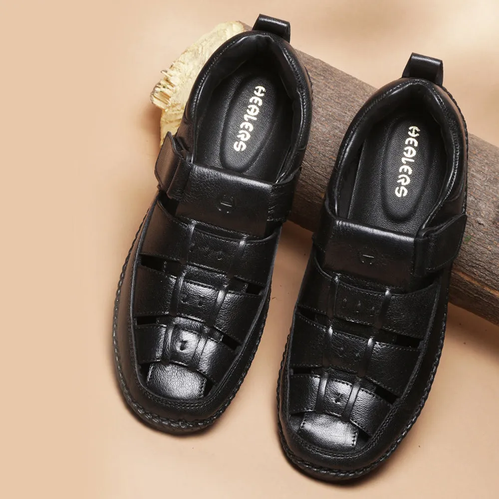 Most Comfortable Slippers Healers Casual Black Sandal For Men VCL-39 By Liberty